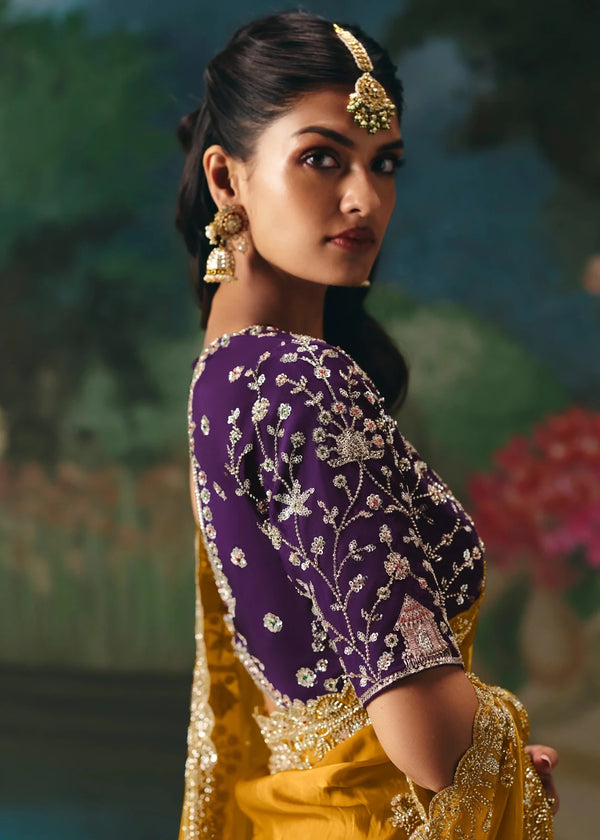 Mustard Yellow Designer Silk Saree with Zari Embroidery Work