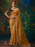 Mustard Yellow Embroidered Designer Tissue Silk Saree With Contrast Blouse