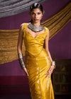 Mustard Yellow Satin Silk Saree