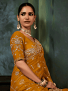 Mustard Yellow Satin Silk Saree