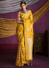 Mustard Yellow Satin Silk Saree