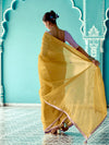 Mustard Yellow Tissue Saree with Embroidered Border