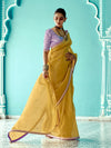 Mustard Yellow Tissue Saree with Embroidered Border