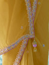 Mustard Yellow Tissue Saree with Embroidered Border