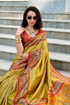 Mustard Yellow Tissue Silk Saree