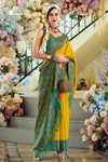 Mustard Yellow Woven Banarasi Soft Silk Saree