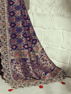 Navy Blue Bandhani Banarasi Georgette Saree With Contrast Blouse