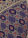 Navy Blue Bandhani Banarasi Georgette Saree With Contrast Blouse