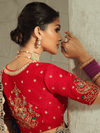 Navy Blue Bandhani Banarasi Georgette Saree With Contrast Blouse