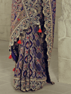 Navy Blue Bandhani Banarasi Georgette Saree With Contrast Blouse