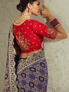 Navy Blue Bandhani Banarasi Georgette Saree With Contrast Blouse