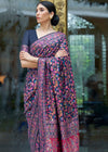 Navy Blue Kashmiri Jamawar Banarasi Saree