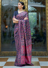 Navy Blue Kashmiri Jamawar Banarasi Saree