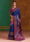 Navy Blue Kashmiri Kani Jamawar Cotton Saree