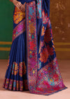 Navy Blue Kashmiri Kani Jamawar Cotton Saree