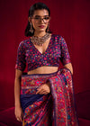 Navy Blue Kashmiri Pashmina Silk Saree