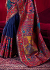 Navy Blue Kashmiri Pashmina Silk Saree