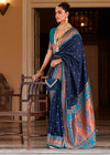 Navy Blue Paithani Soft Silk Saree