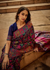 Navy Blue Woven Kashmiri Jamawar Saree