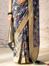 Navy Blue Zari Woven Banarasi Silk Saree