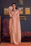 New York Peach Festive Wear Banarasi Katan Silk Saree