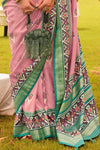 New York Pink And Teal Green Printed Patola Silk Saree