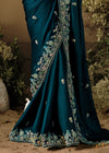 Ocean Blue Fancy Dola Silk Designer Saree