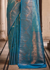 Ocean Blue Zari Woven Kanjivaram Silk Saree