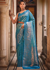 Ocean Blue Zari Woven Kanjivaram Silk Saree