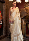 Off White And Gold Banarasi Woven Satin Silk Saree