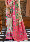 Off White and Pink Woven Banarasi Saree