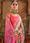 Off White and Pink Woven Banarasi Saree