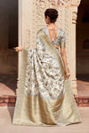 Off White Banarasi Digital Printed Saree