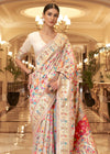 Off White Kashmiri Jamawar Banarasi Saree