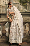 Off White Lucknowi Chikankari Organza Saree