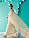 Off White Organza Saree with Embroidered Border