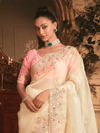 Off White Organza Silk Saree