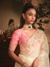 Off White Organza Silk Saree