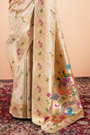 Off White Paithani Silk Saree Zari Woven