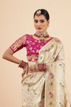 Off White Paithani Silk Saree Zari Woven