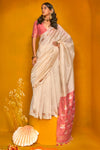 Off White Tussar Silk Saree