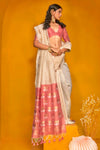 Off White Tussar Silk Saree