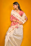 Off White Tussar Silk Saree