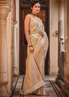 Off White Zari Woven Kanjivaram Silk Saree