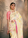 Off White Zari Woven Paithani Banarasi Silk Saree