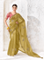 Olive Gold Embroidered Designer Organza Silk Saree With Contrast Blouse