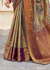 Olive Green And Purple Dharmavaram Silk Saree