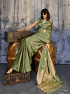 Olive Green Banarasi Satin Silk Saree