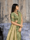 Olive Green Banarasi Satin Silk Saree