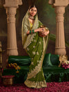 Olive Green Banarasi Silk Saree